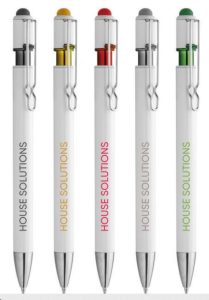5 penna in metallo con gommino touch